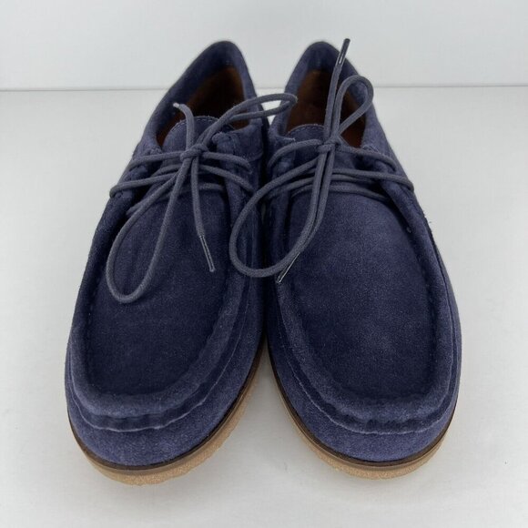 Lucky Brand Blue Suede Leather Chukka Boots Womens Size 5.5 Lace-Up Wedge Shoes - Picture 3 of 9